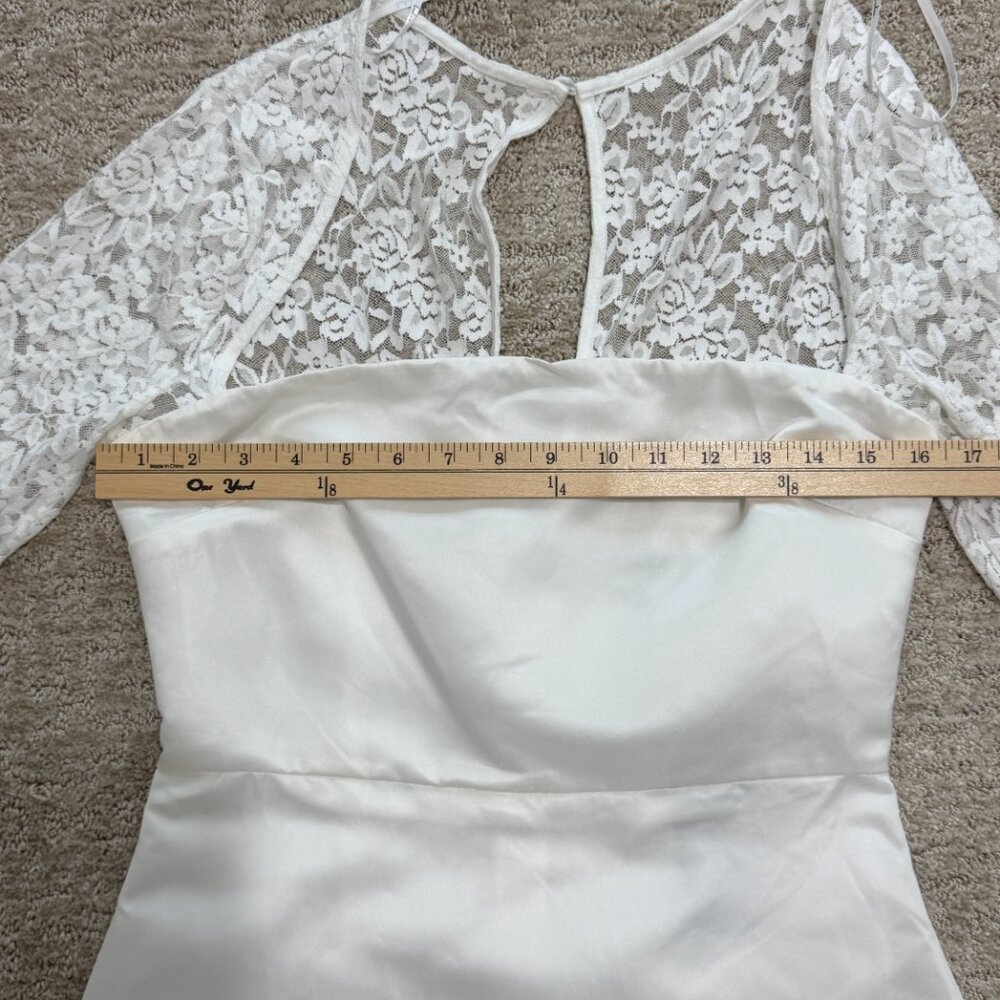 Lulus White Lace Long Sleeve Mini Dress Bridal Shower NWT Size M - Picture 14 of 16